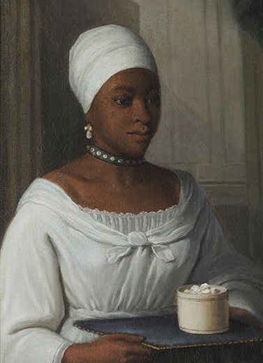 Detail of a painting depicting person serving a drink.