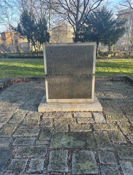A lone gravestone.