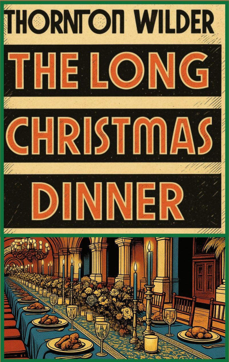 Cover image of the play featuring the title with an image of a long table in a grand hall with fully set places and candelabras.