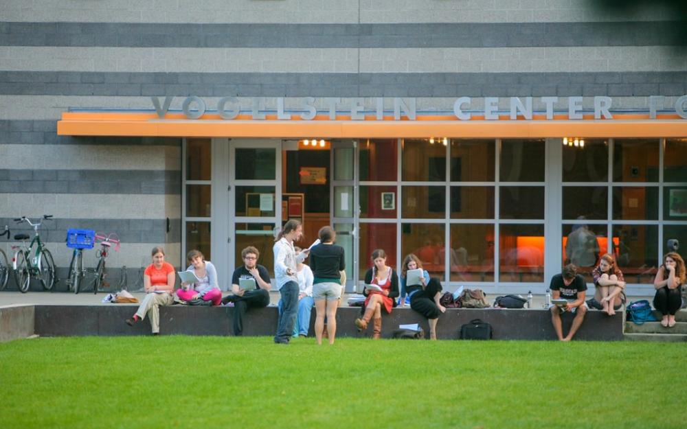 The quad outside the Vogelstein Center for Drama and Film