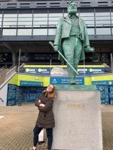 Me standing next to the statue of Michael Cusack located in front of the GAA museum at Croke Park