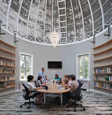 A seminar in the dome room of the Observatory