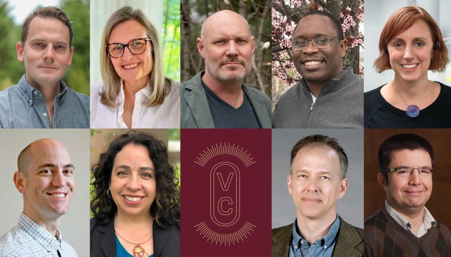 Photo collage of nine faculty members headshot portraits.