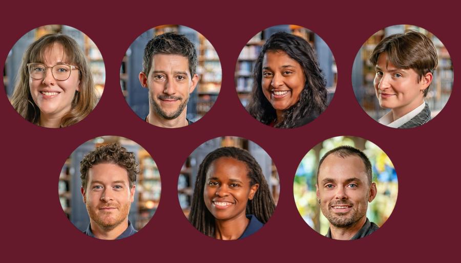 Collage of seven headshots of new faculty.