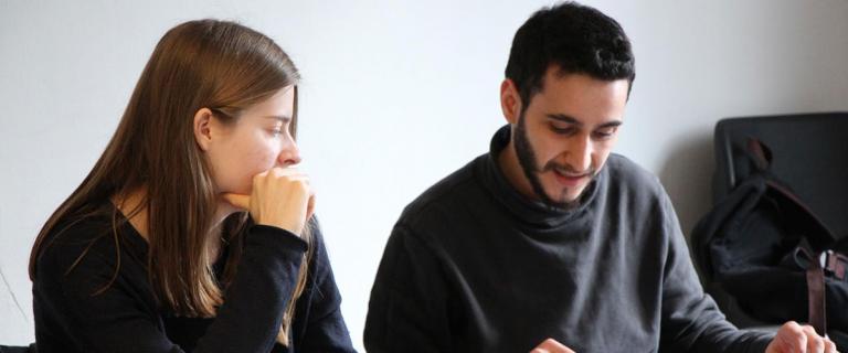 Students at Bard College Berlin working together in a seminar.