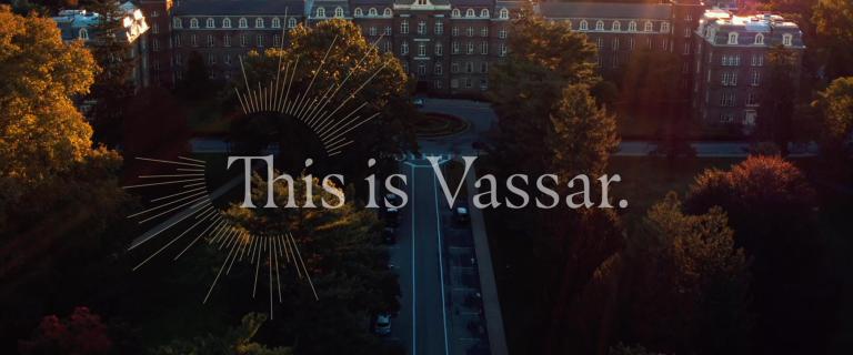 Drone view of Vassar main building