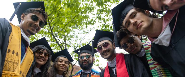 Students at Commencement in Caps and Gowns