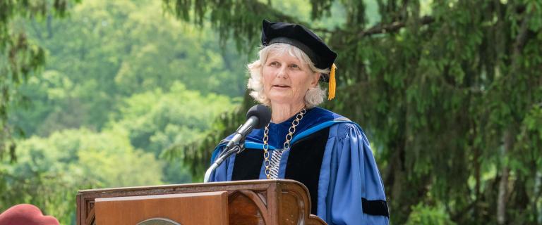 Elizabeth H. Bradley speaking at Commencement 2022