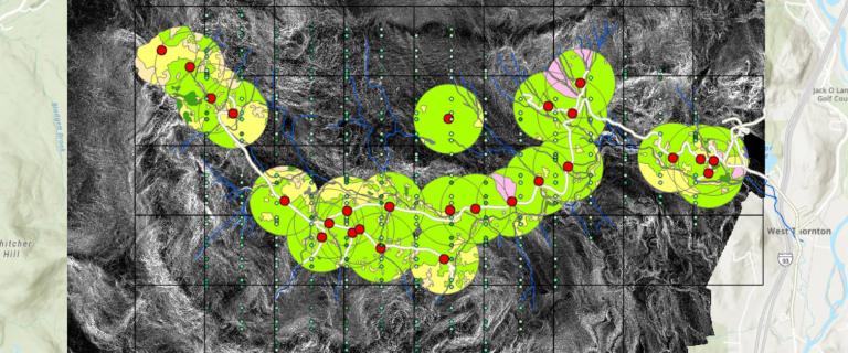 GIS Data Visualization, Animal Cam locations, Hubbard Forest