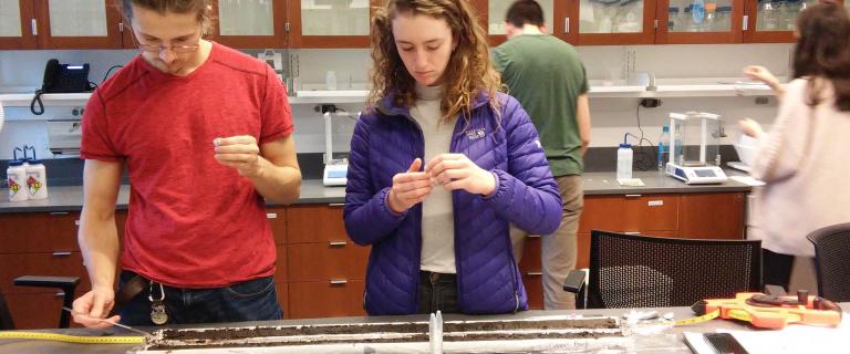 Student working in a lab.