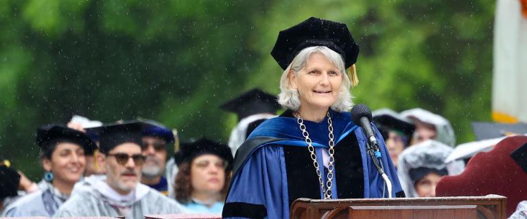 President Bradley addressing the audience at Commencement.