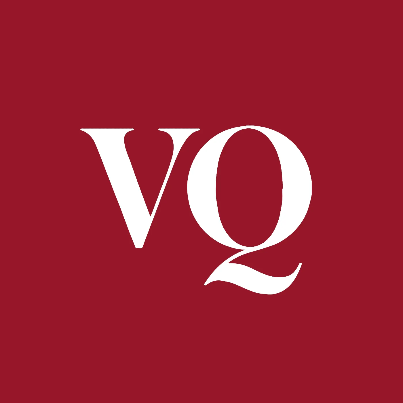 The VQ logo: the white letters "VQ" on a burgundy background.