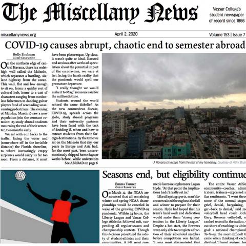 Image: screenshot of Miscellany News student paper front page