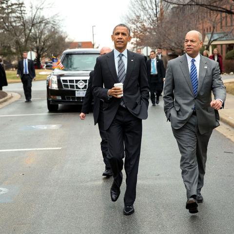 Barack Obama and Homeland Security Secretary Jeh Johnson