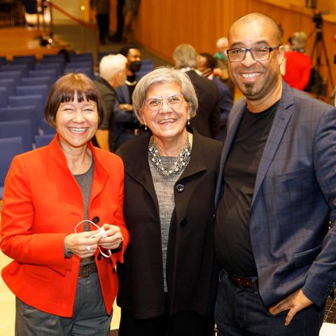 Prof. Maria Höhn (center) visited the premiere of the documentary together with the filmmaker Sigrid Faltin (left) and Raymond Germany, a protagonist in the film.