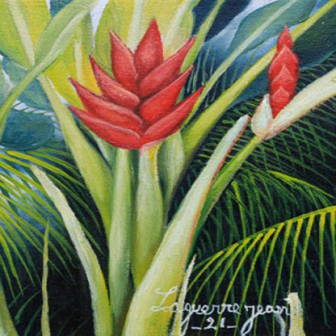 A painting of a Bird of Paradise plant