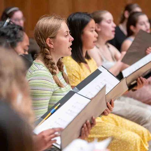 a square image of the choir at Vassar