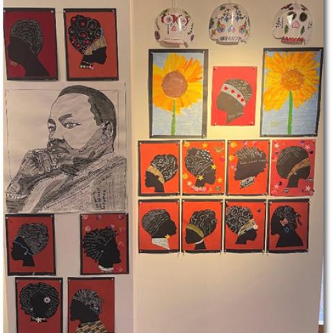 Collage of MLK art on display at Vassar College by students from two Poughkeepsie City School District elementary schools