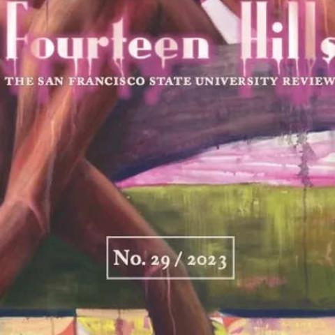 A magazine cover with a painting of a person sitting. The cover has the text “Fourteen Hills: The San Francisco State University Review. No. 29 / 2023”