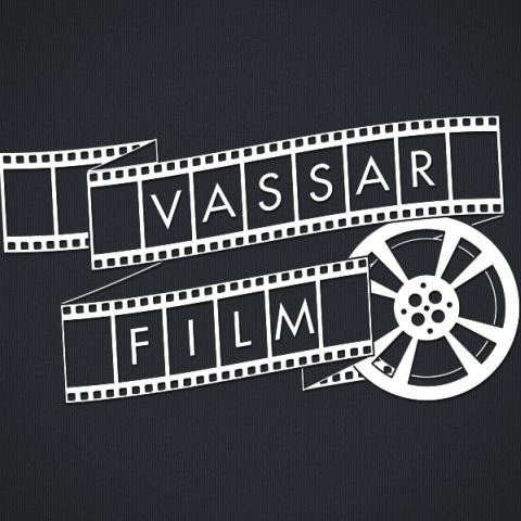 A logo image of a filmstrip and film reel with text that reads, "Vassar film."