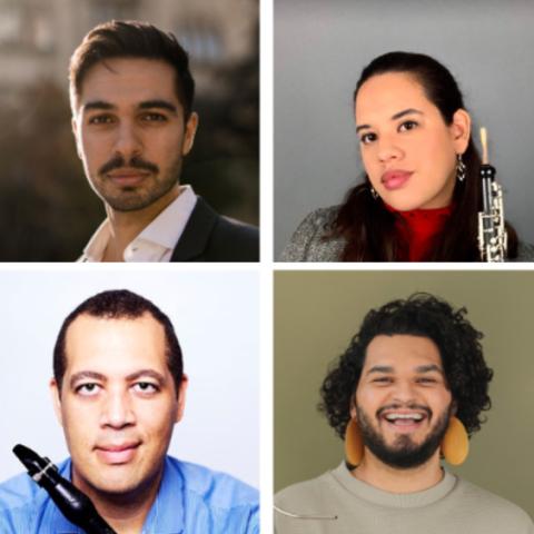 A collage in four quadrents, each with a headshot