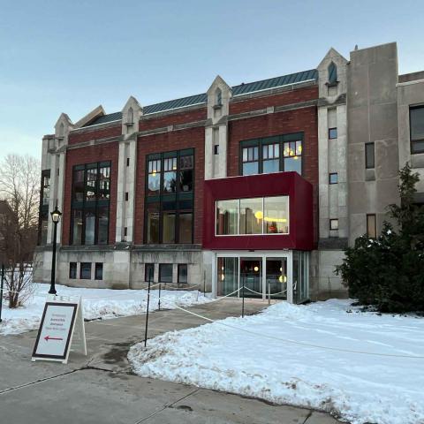 Exterior shot of a library building.