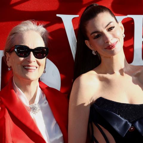 Meryl Streep and Anne Hathaway at the London premiere of Devil Wears Prada 2.