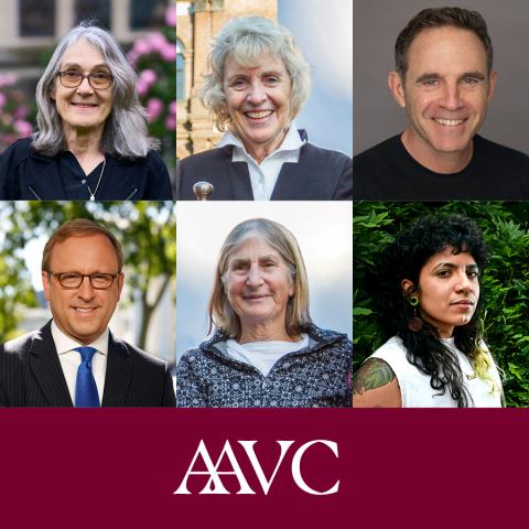 Headshot of 6 honorees with an AAVC logo.