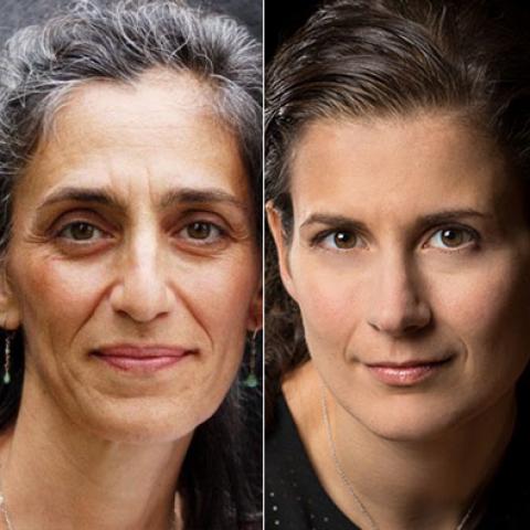 Side-by-side portraits of musicians Susan Rotholz and Anna Polonsky.