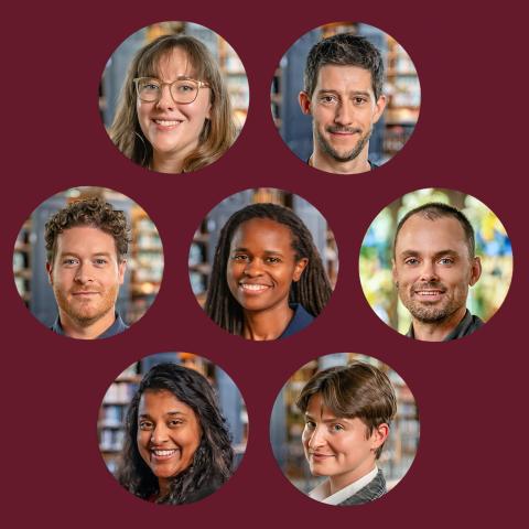 Collage of seven headshots of new faculty.