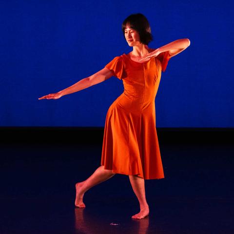 Dancer on a stage dancing.