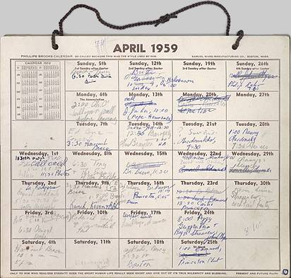 Appointment Calendar, April 1959